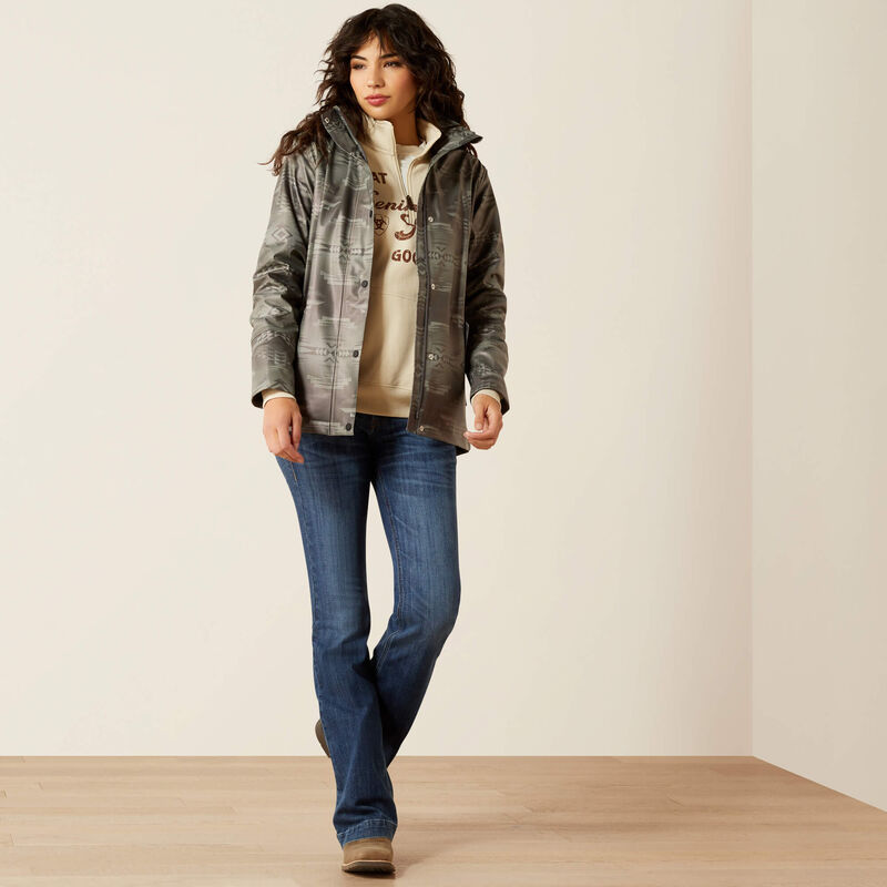 Ariat Womens Drizzle Rain Coat Grey Dune