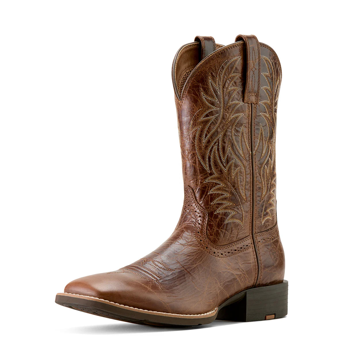 Ariat Mens Sport Western Wide Square Toe Cowboy Boot - Dark Tan