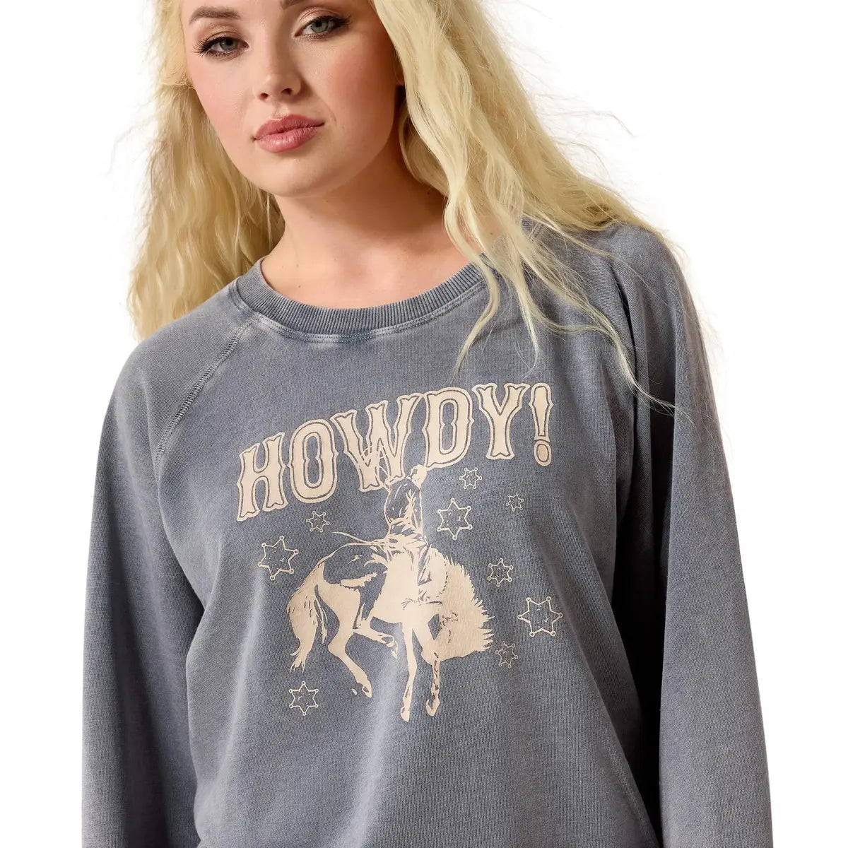 Ariat Women's Vintage Raglan Sweatshirt - Ombre Blue Mineral Wash
