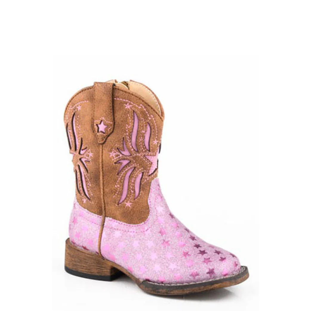 Roper Toddler Starlet Boot | Pink Glitter/Brown