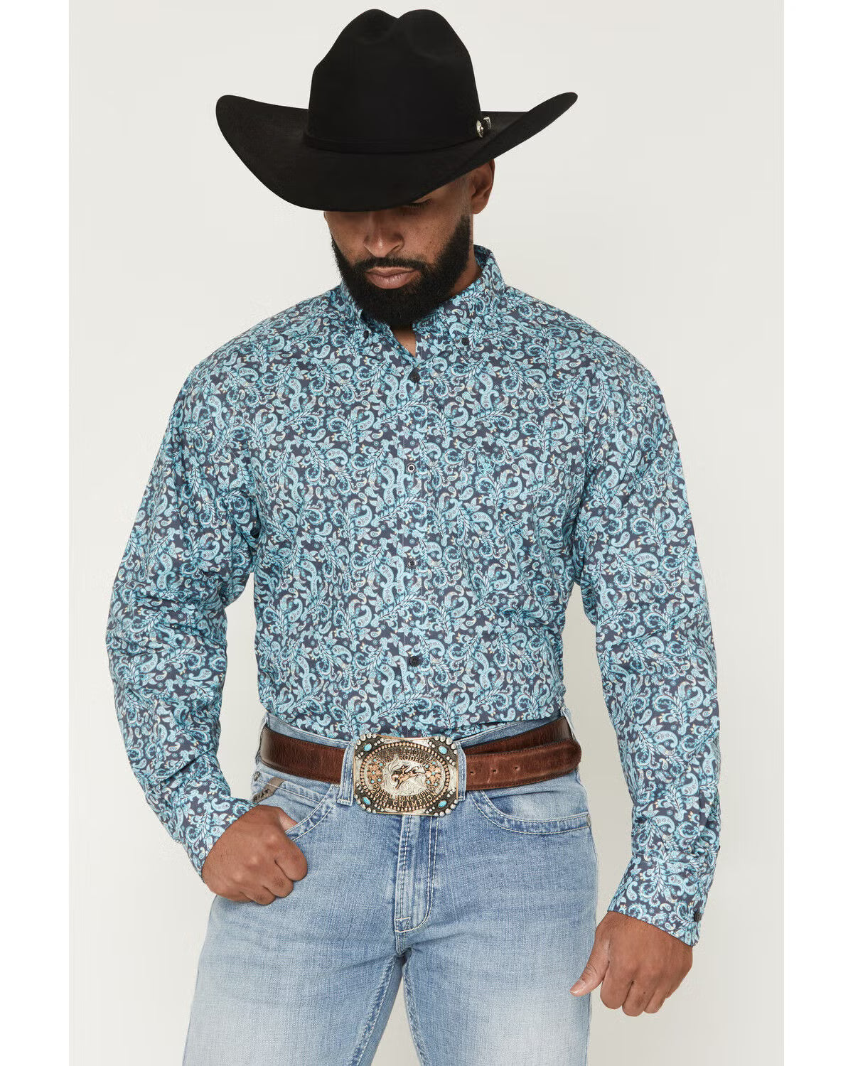 Ariat Men's Phelps Blue Alixir Floral Paisley Shirt