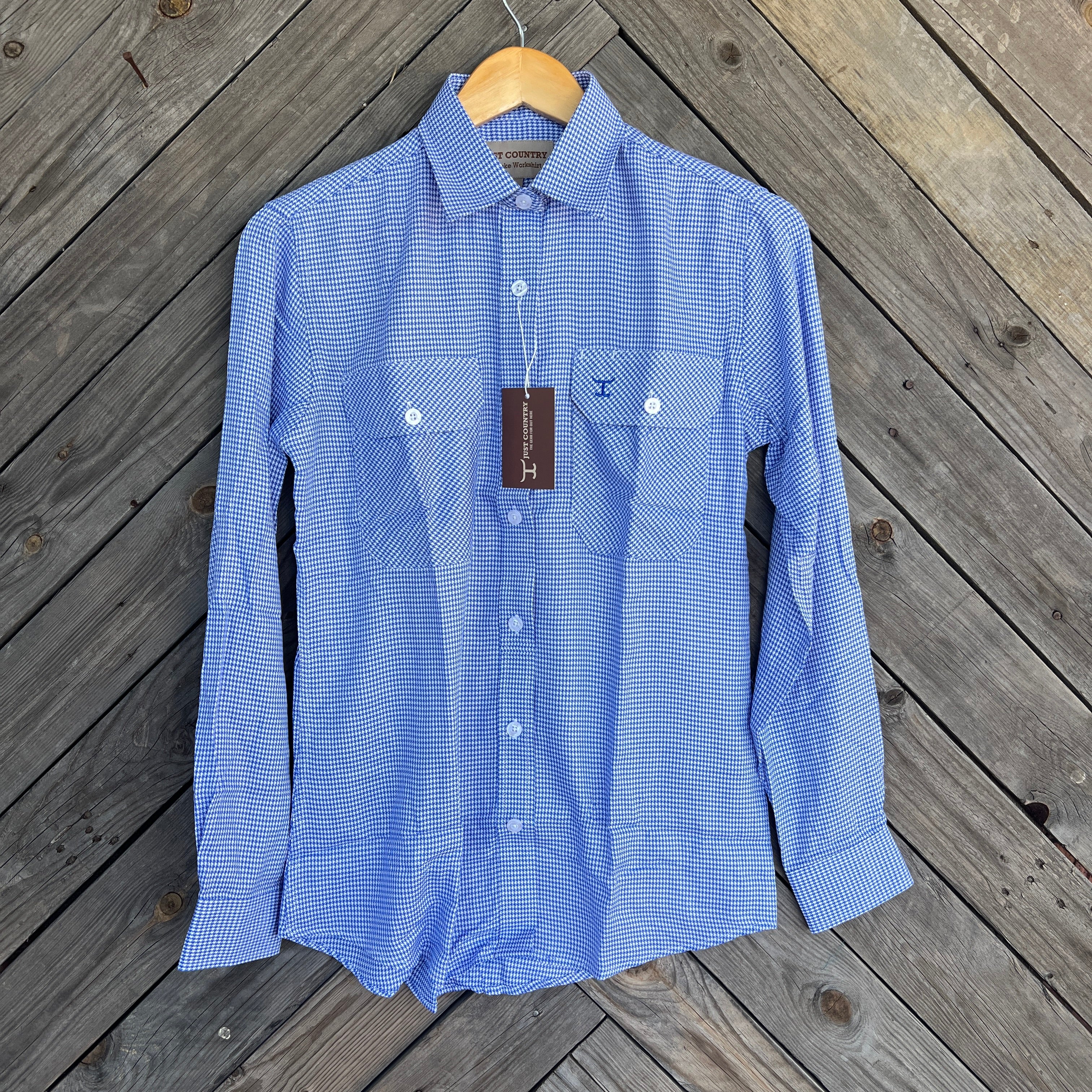 Just Country Womens Brooke Workshirt | Blue Houndstooth
