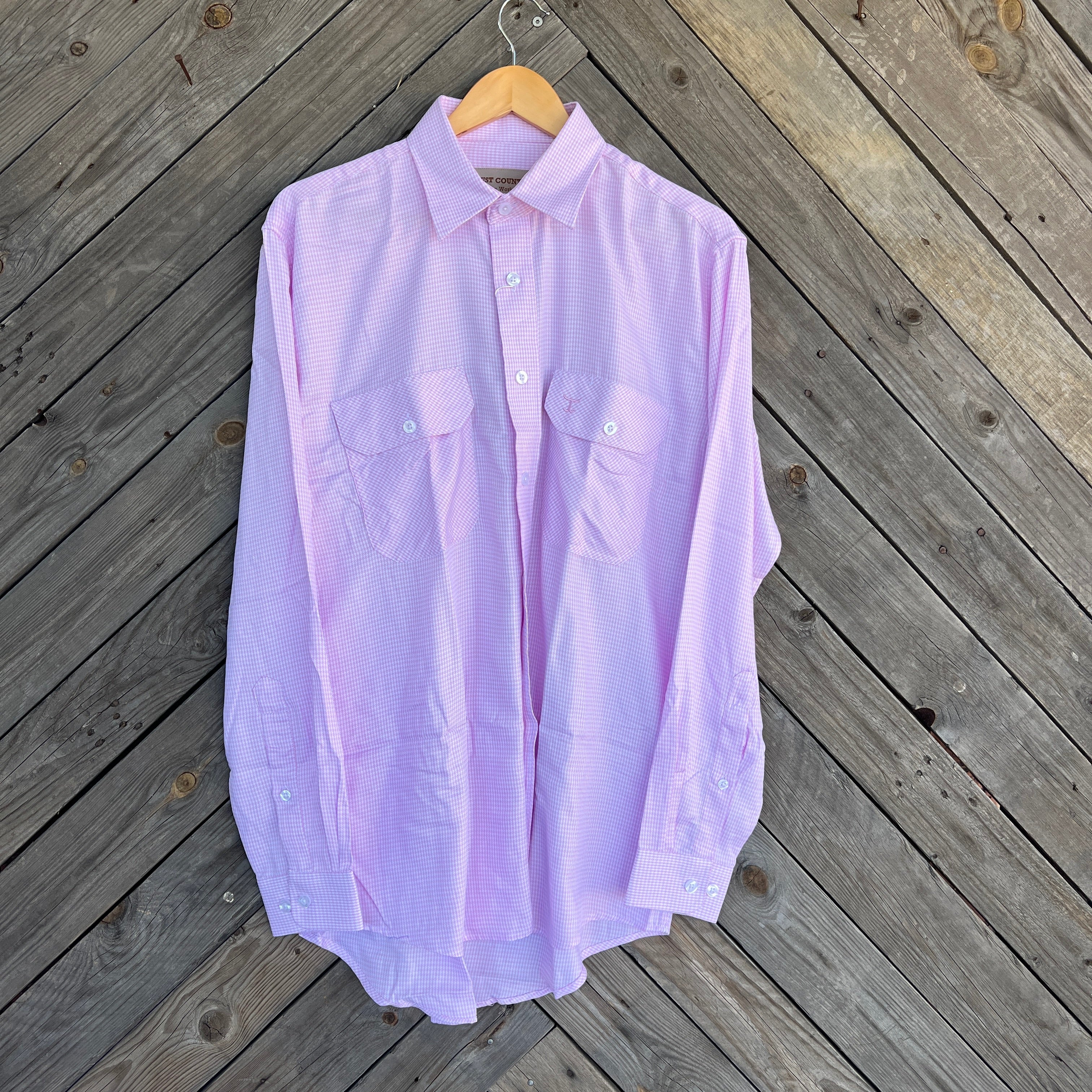 Just Country Evan Full Button Shirt | Pink Houndstooth