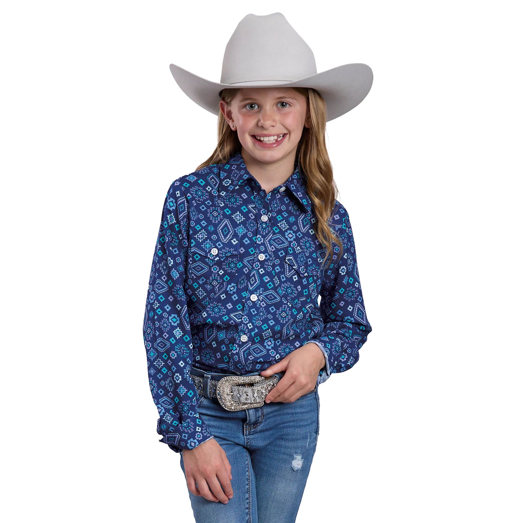 Girl's Roper Five Star Collection Aztec Print Shirt