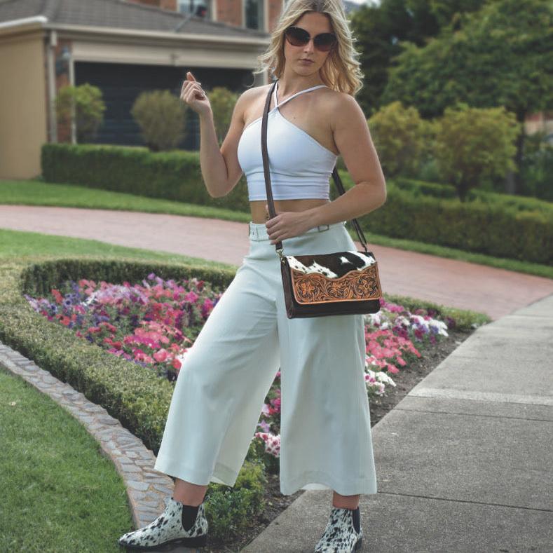 Tooling Leather Rectangular Flap Bag | Valencia