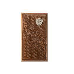 ARIAT® RODEO STYLE WALLET WITH BASKET WEAVE AND FLORAL TOOLING