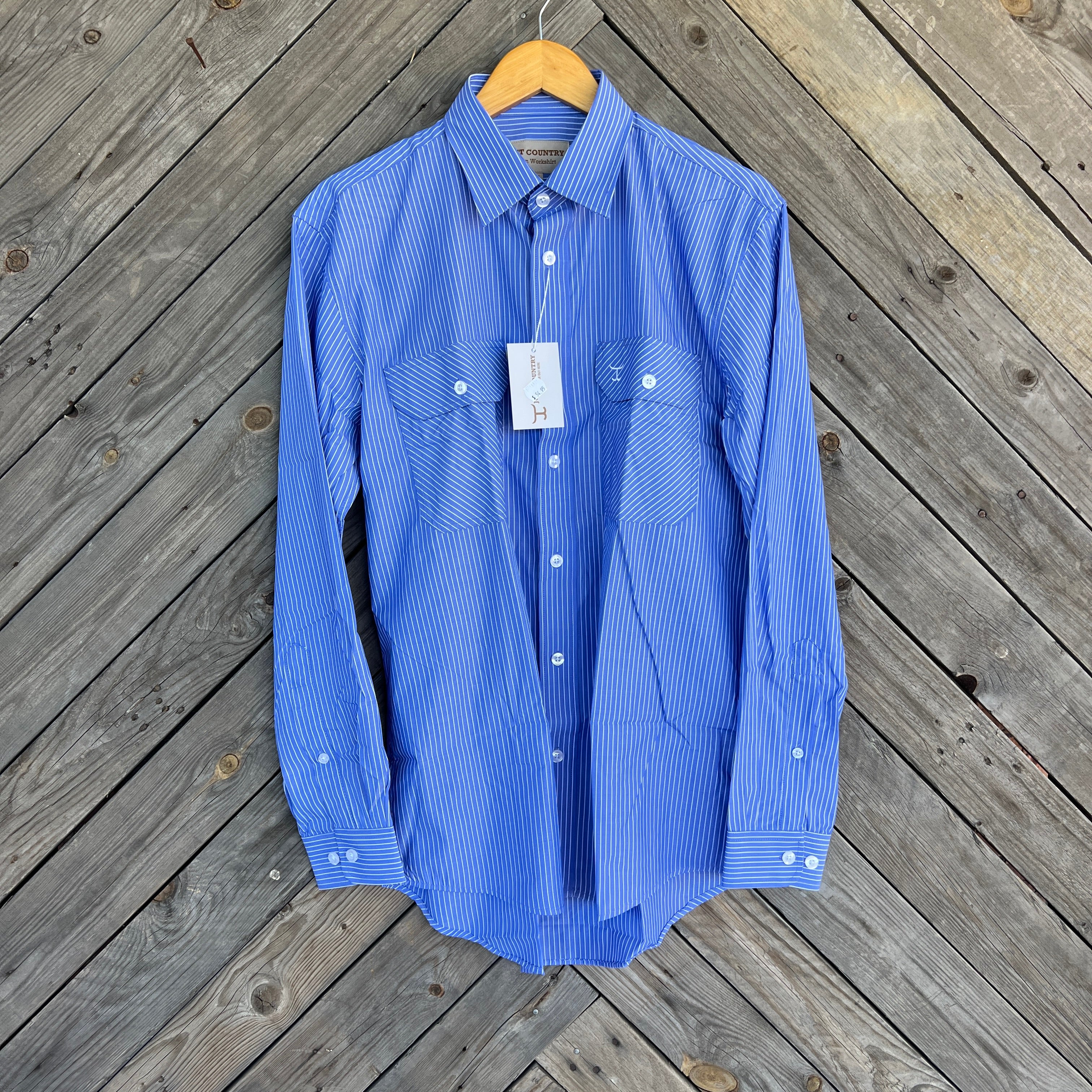 Just Country Evan Full Button Shirt | Blue/White Stripe