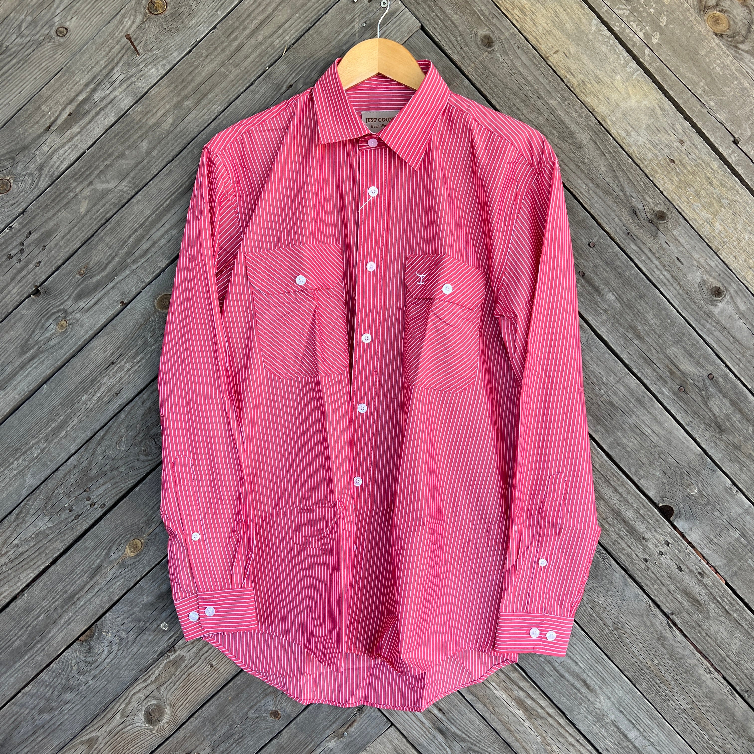 Just Country Evan Full Button Shirt | Red/White Stripe