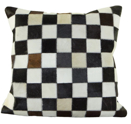 Black & White Hairon Leather Cushion Cover | Square