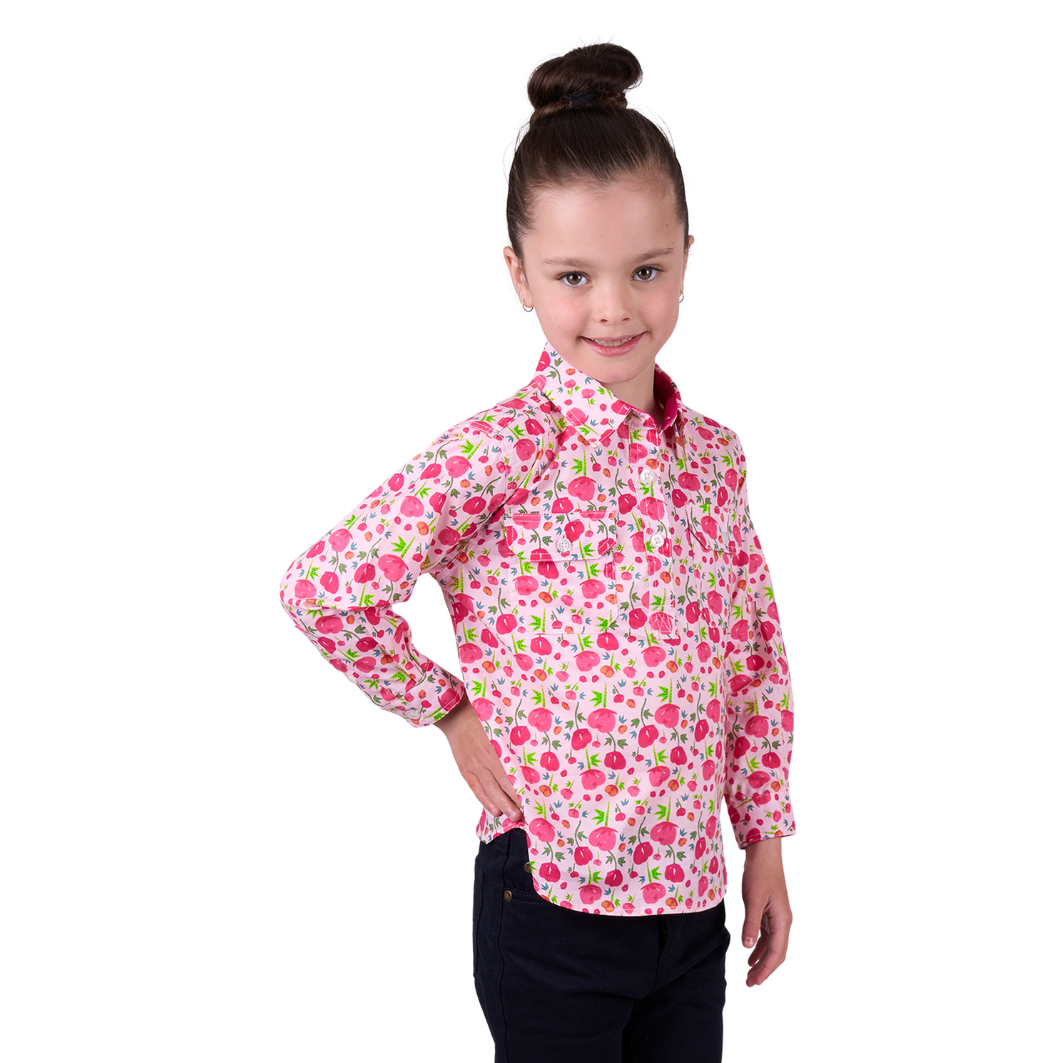 Hard Slog Girls Sisu Half Placket Long Sleeve Shirt