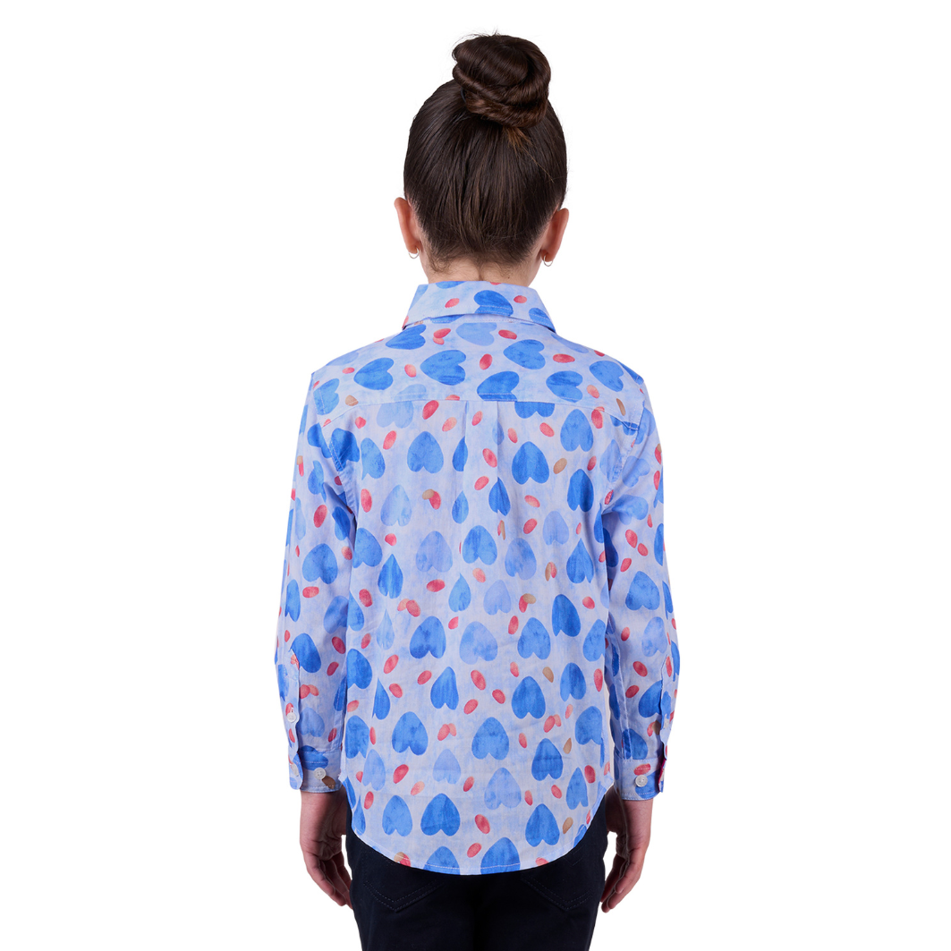Hard Slog Girls Miv Half Placket Long Sleeve Shirt - Blue