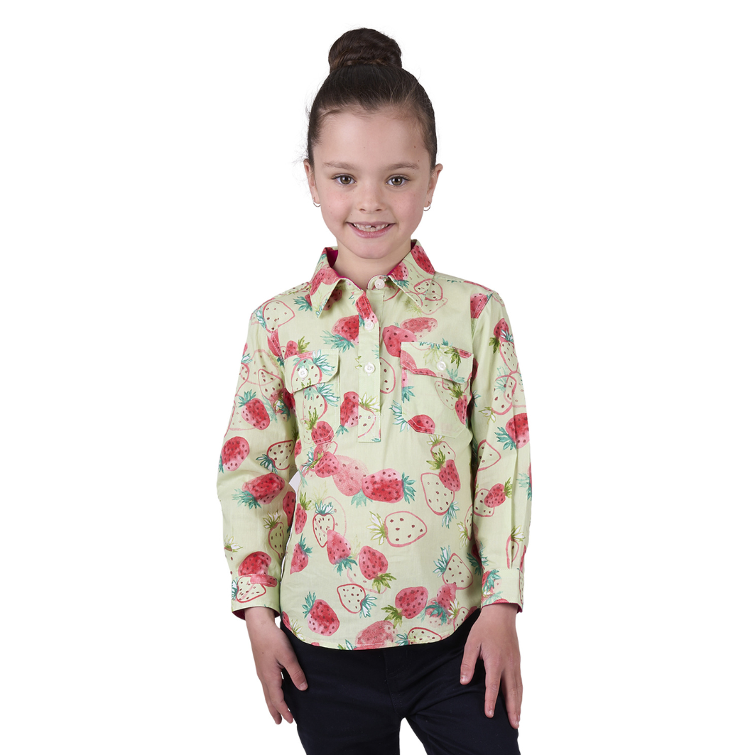 Hard Slog Girls Kimmy Half Placket Long Sleeve Shirt