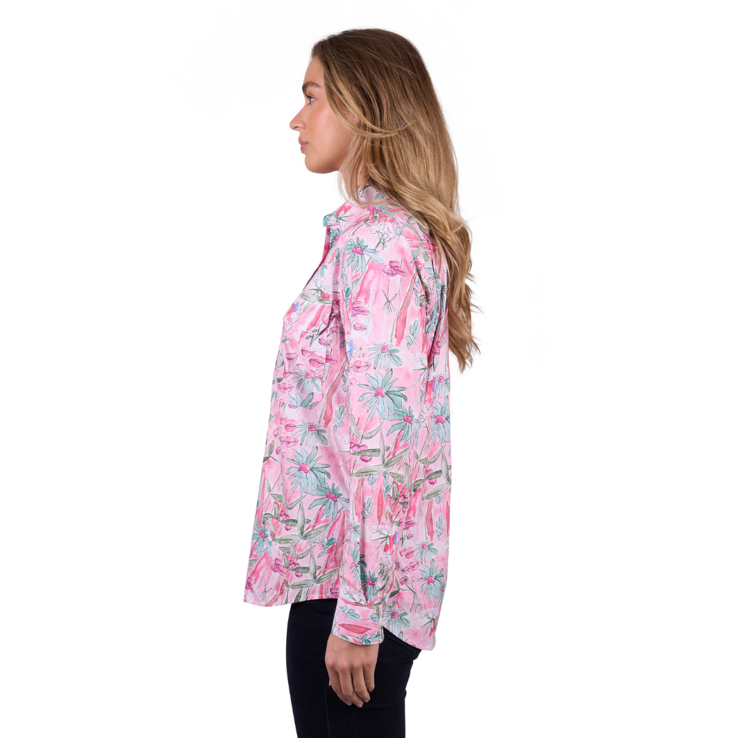 Hard Slog Womens Mill Half Placket Long Sleeve Shirt