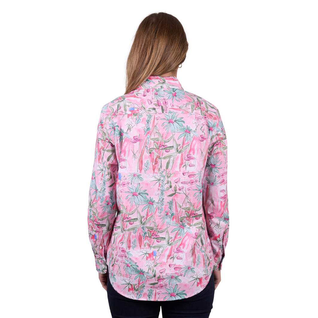 Hard Slog Womens Mill Half Placket Long Sleeve Shirt