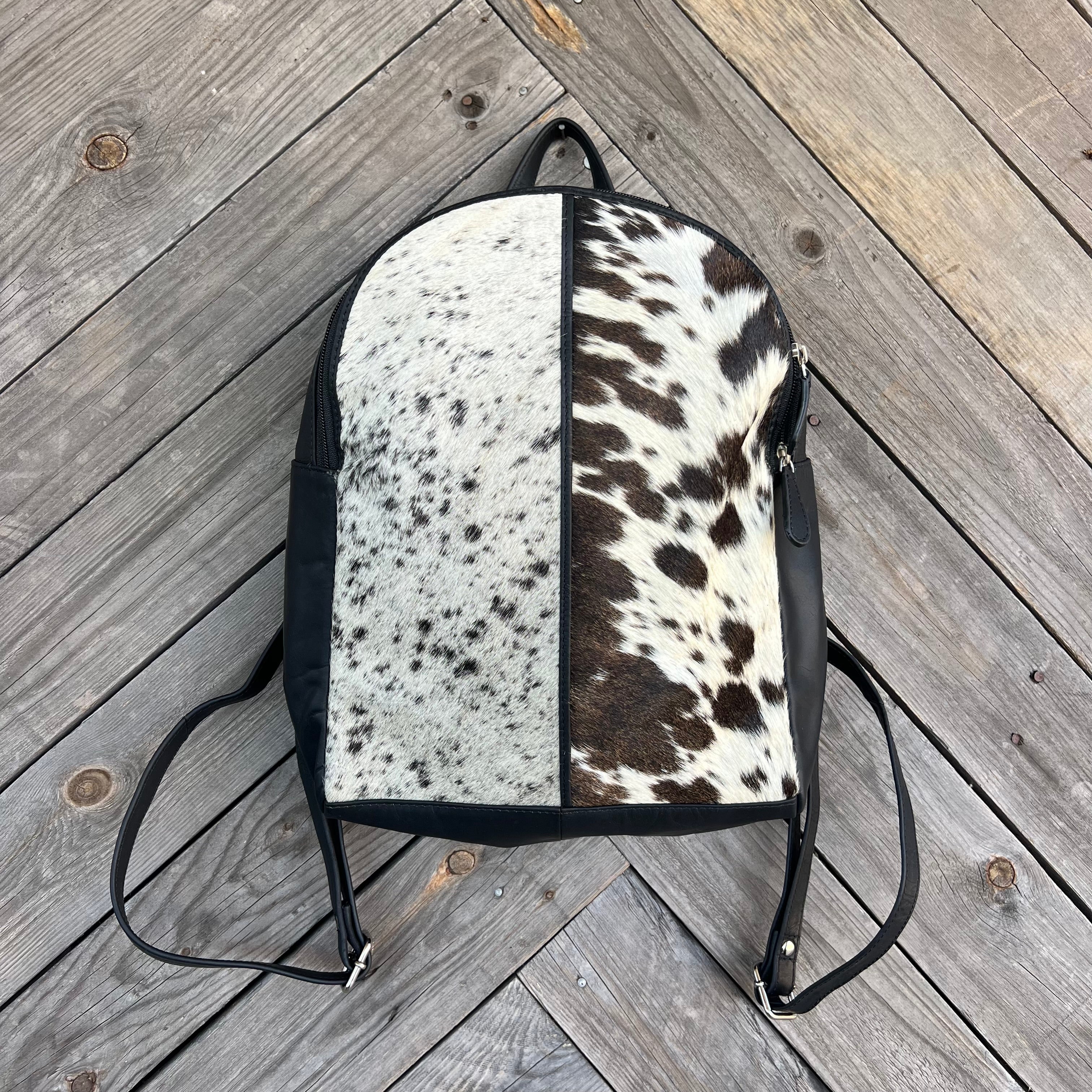 Cowhide & Leather Backpack | Black