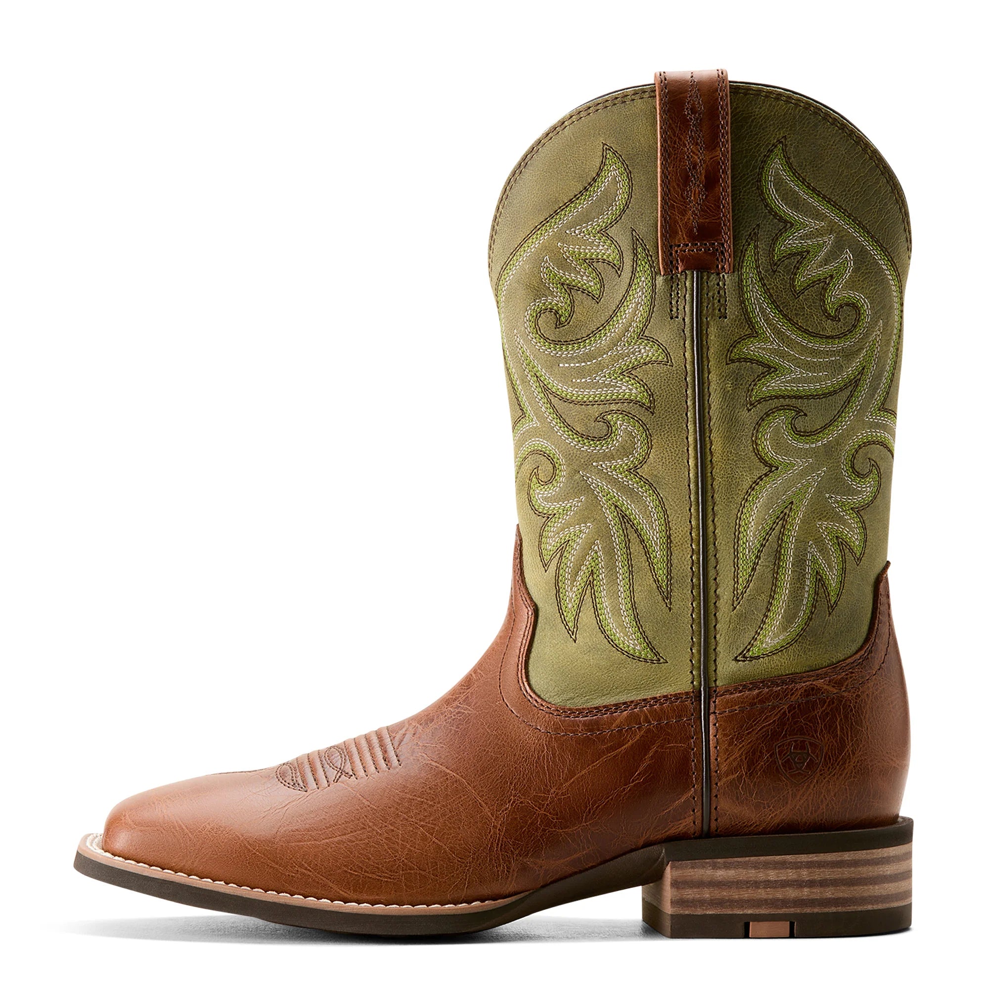 Ariat Men's Slingshot Wide Square Toe Western Boot - Dark Tan/ Easy Green