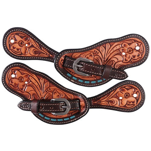 Fort Worth Odina Spur Straps - Turquoise Buck Stitched