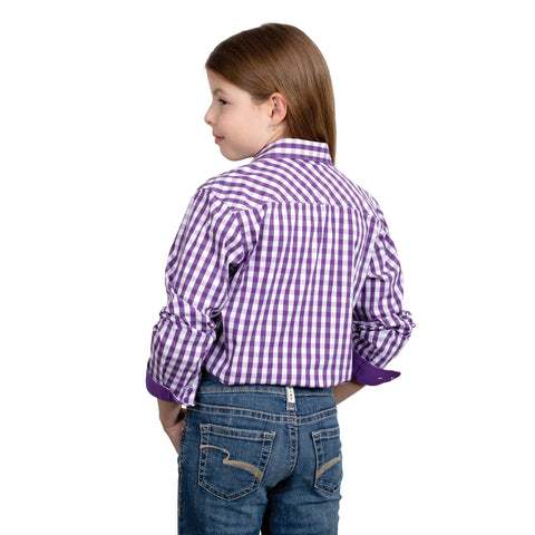 Girl's - Harper - Half Button - Purple Check