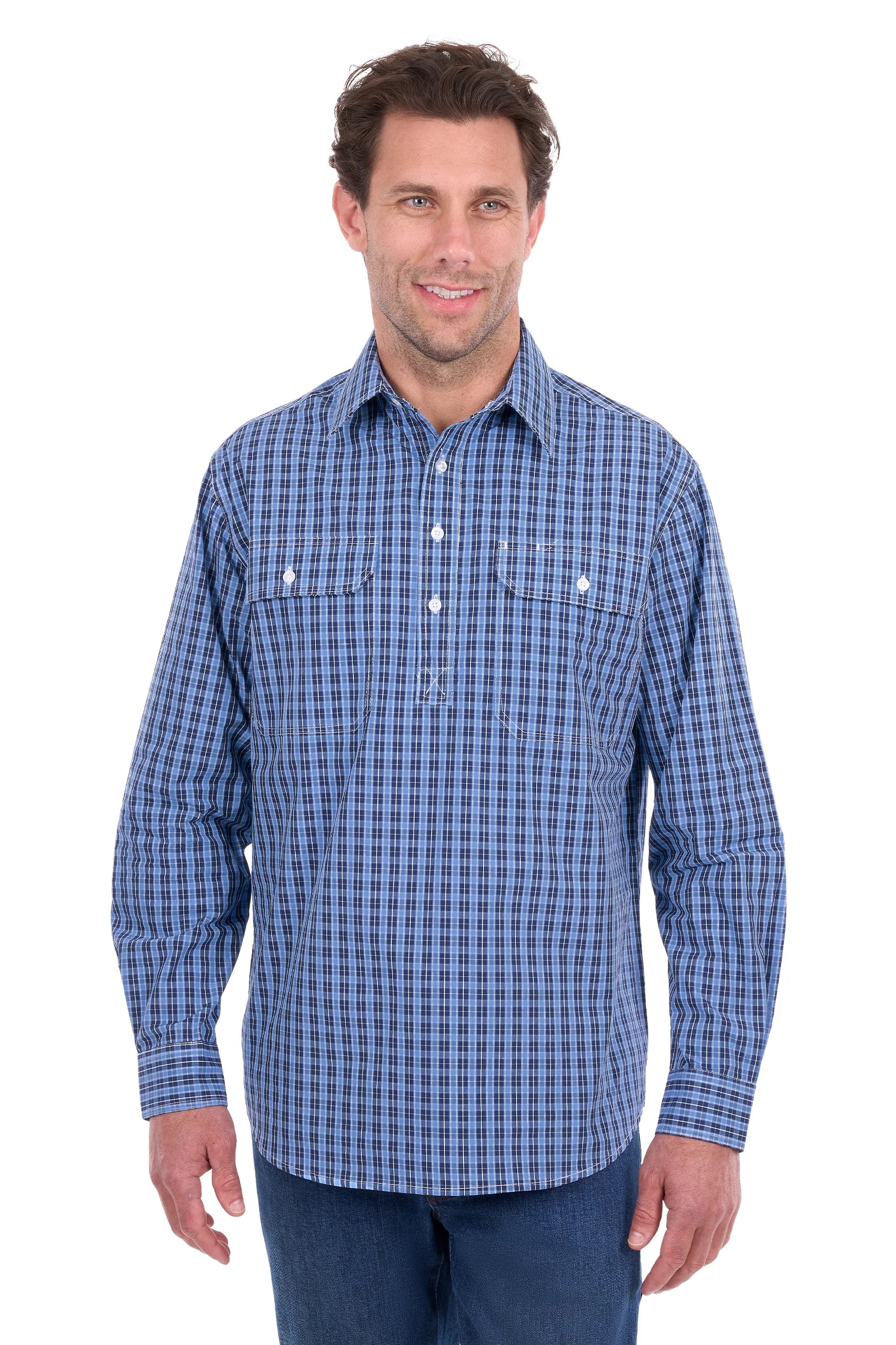 Hard Slog Mens Wyatt 1/2 Plkt Lond Sleeve Shirt