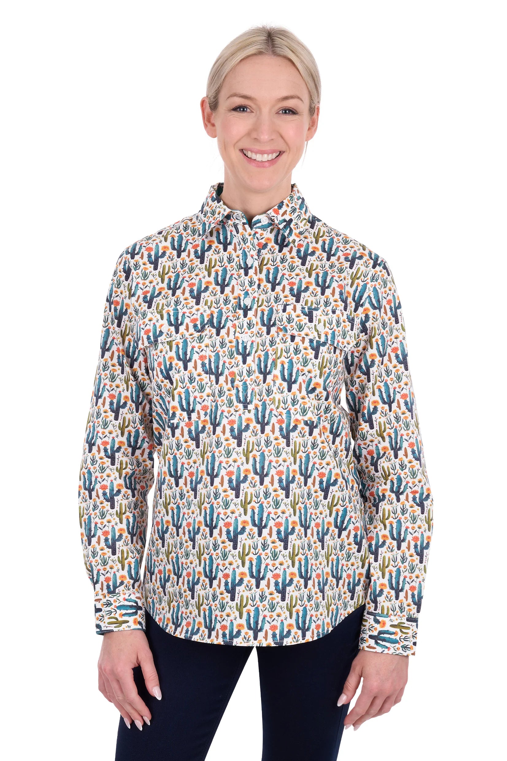 Womens Hard Slog Alba 1/2 Plkt Long Sleeve Shirt