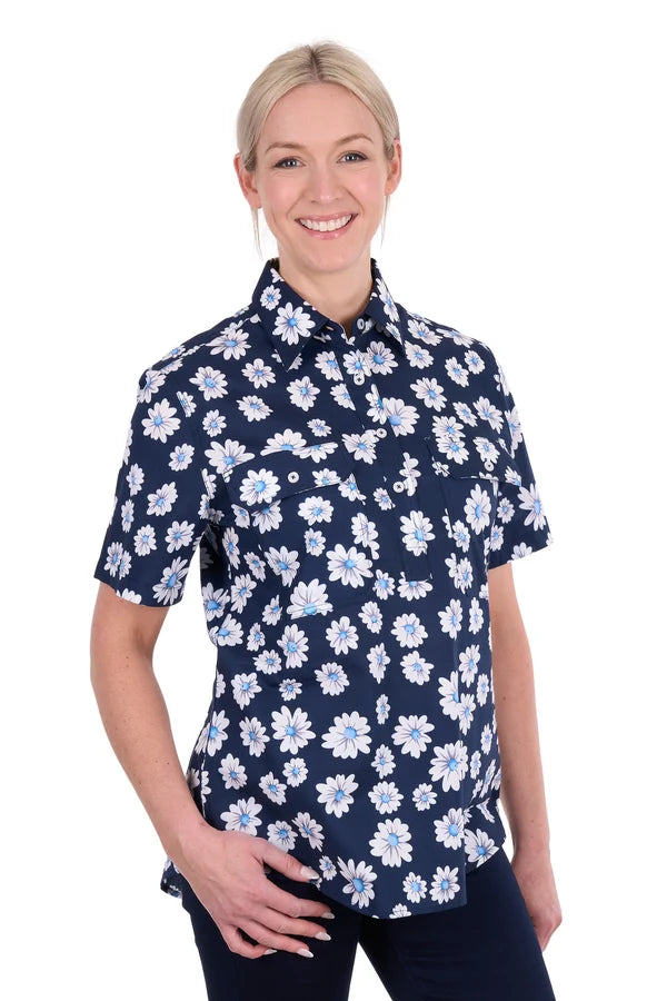 Hard Slog Womens Cass Half Placket Short Sleeve Shirt
