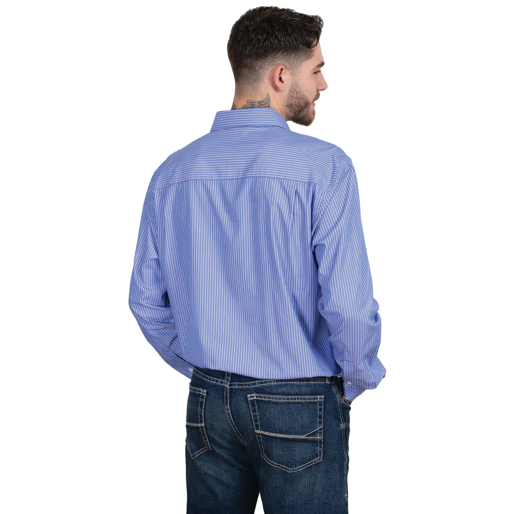 Just Country Evan Full Button Shirt | Blue/White Stripe