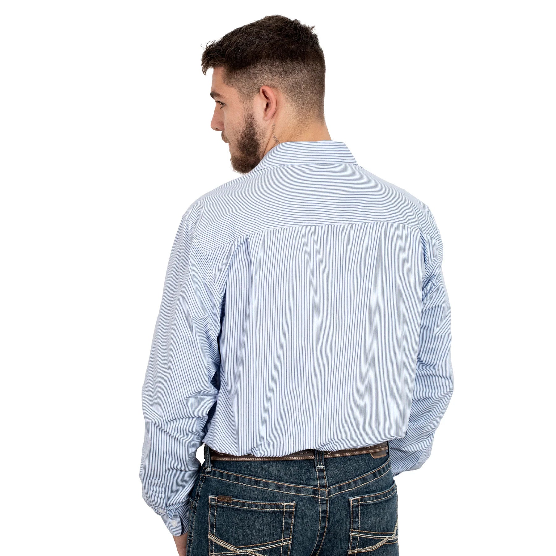 Mens Just Country Austin Shirt - Navy/White Pin Stripe