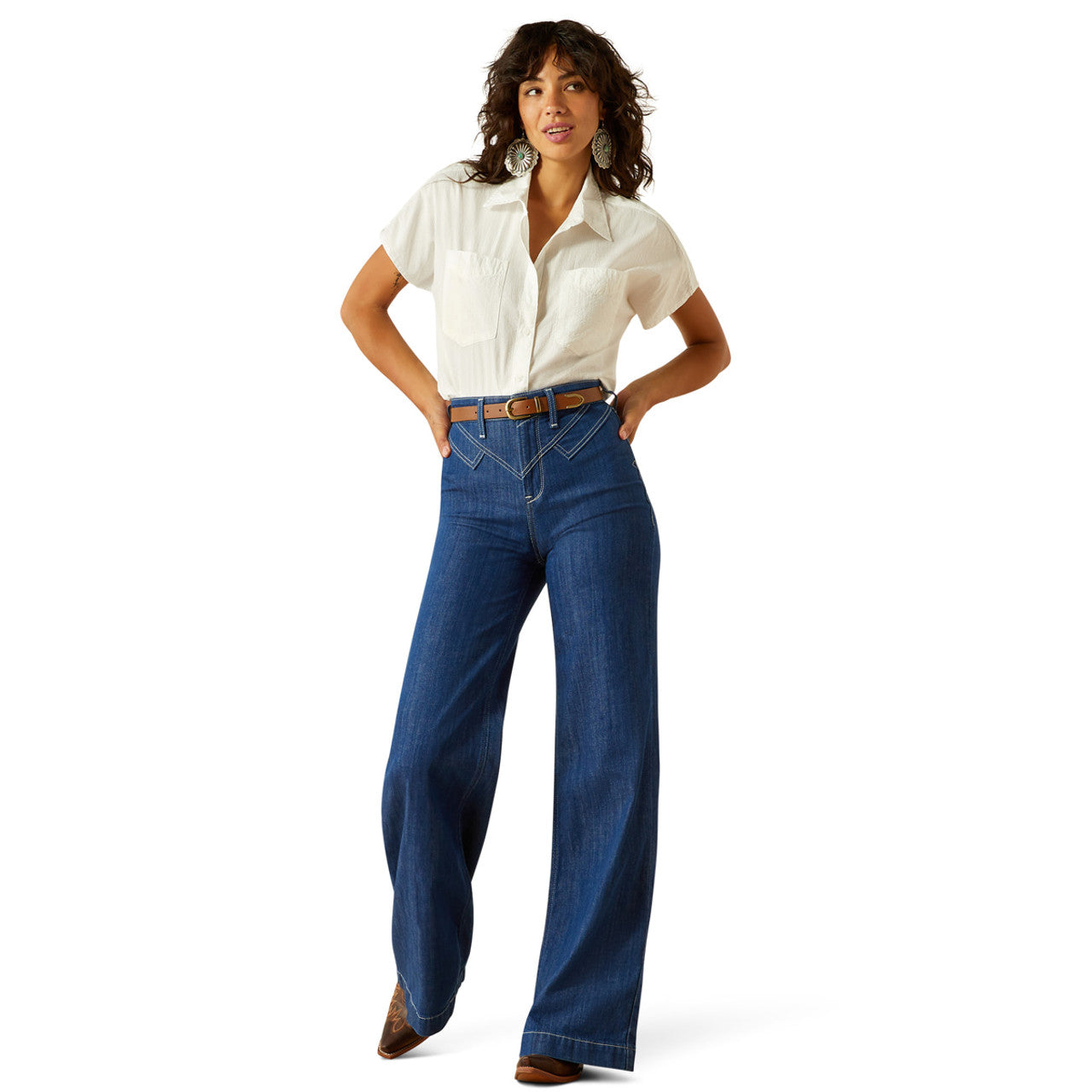 Ariat Ladies Cloud Dancer Short Sleeve Button Up Vacation Shirt