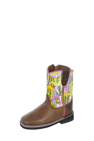Pure Western Toddler Jewel Boot Oiled Brown/Cactus