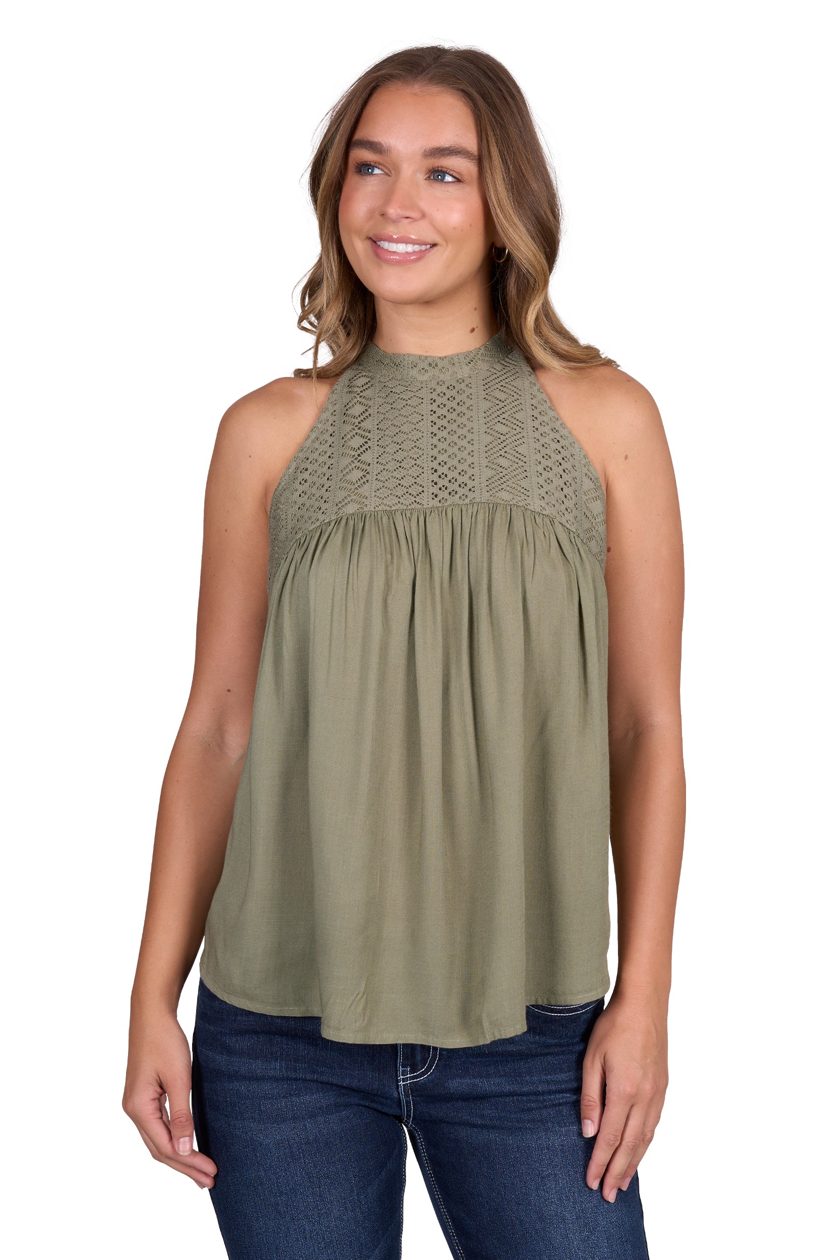 Pure Western Womens Abigail SL Blouse - Moss