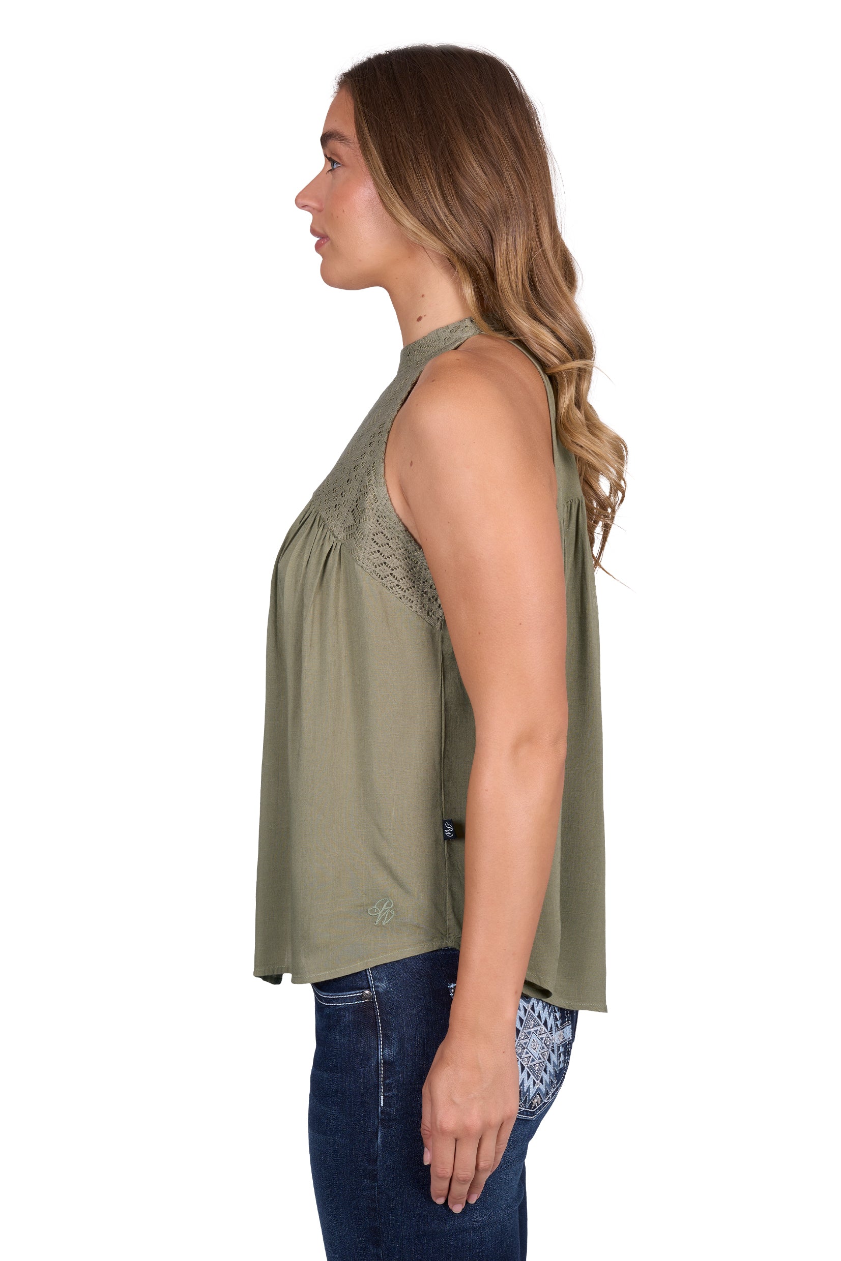 Pure Western Womens Abigail SL Blouse - Moss
