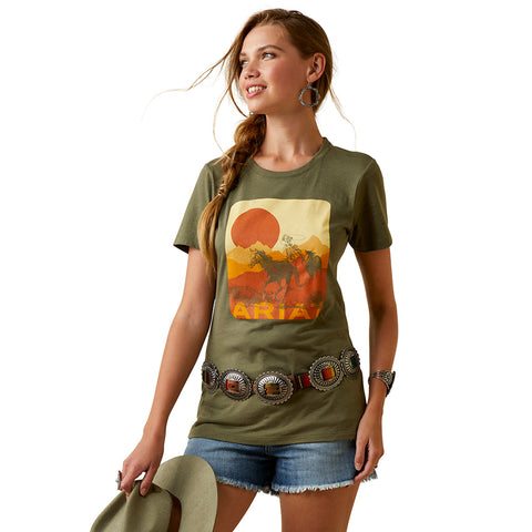 Ariat Womens Mustang Fever T Shirt Military Heather
