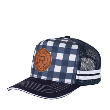 Roper Plaid Trucker Cap Navy/White