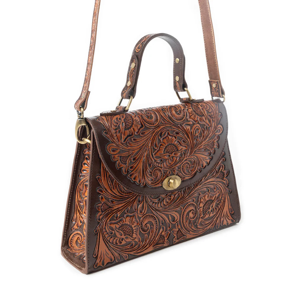 Savannah Scroll Hand-Tooled Bag