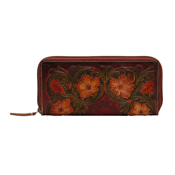 Floral Magenta Leather Purse