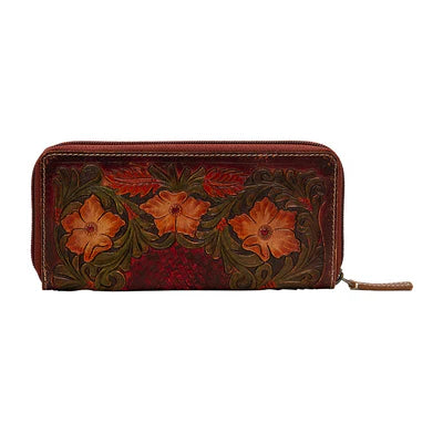 Floral Magenta Leather Purse