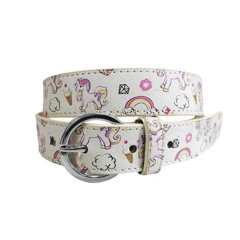 Girls Belt - Emily White with Unicorns