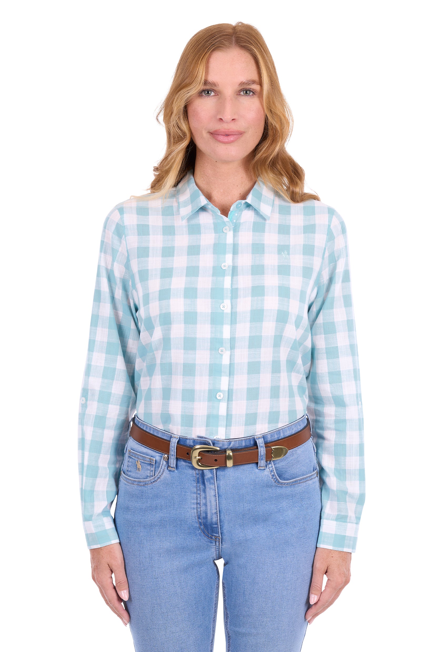 Thomas Cook Womens Eliza Shirt | Pastel Turquoise/White