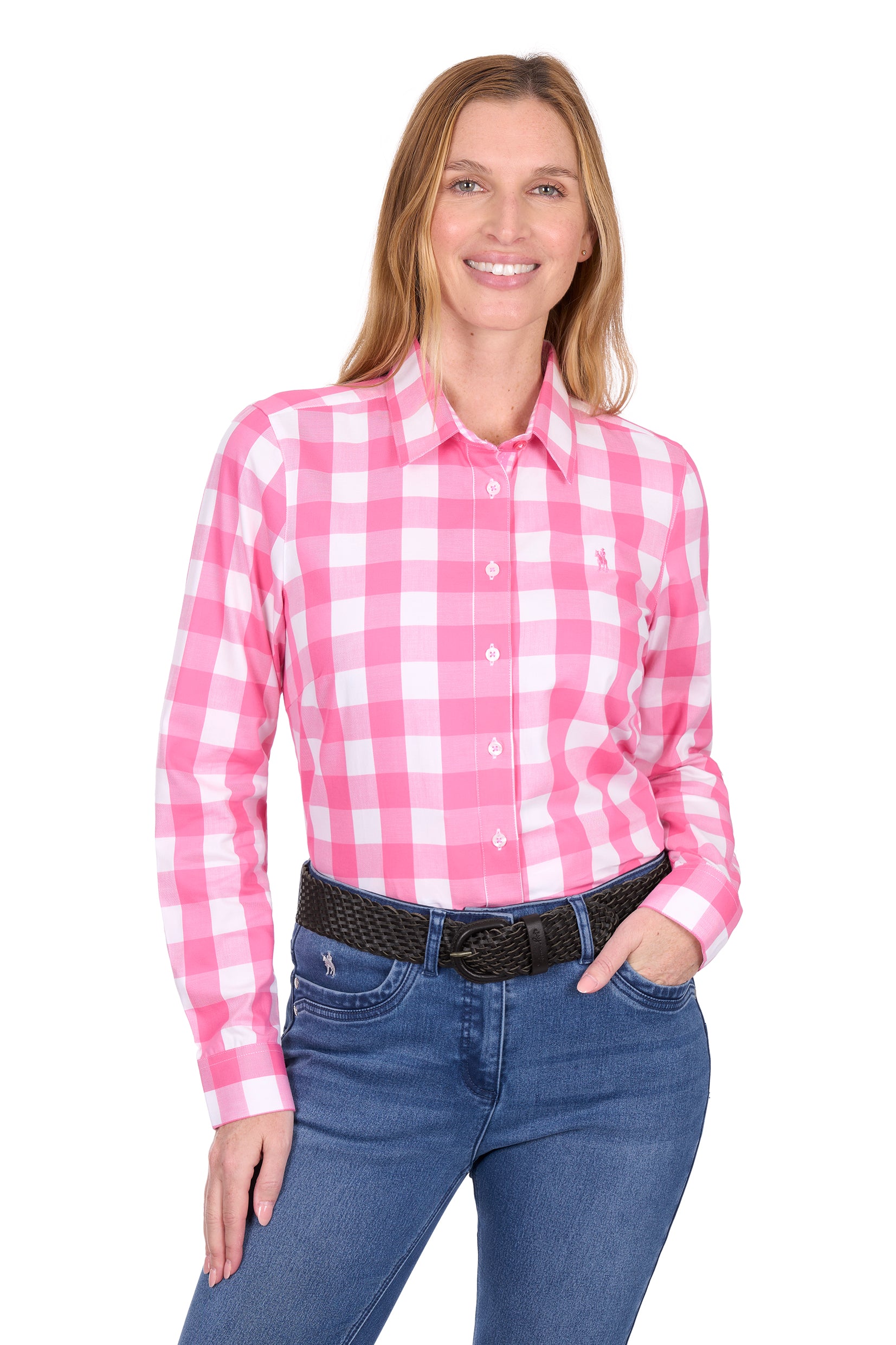 Thomas Cook Womens Tamara Pink/White LS Shirt