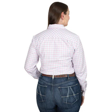 Just Country Womens Abbey Workshirt | Soft Pink and Blue Check
