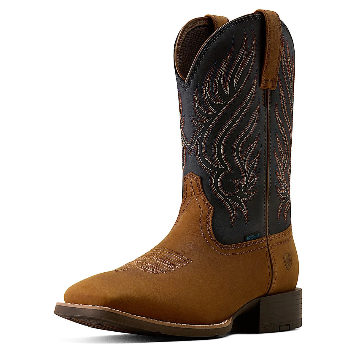 Ariat Men's Sport Riggs H20 Wide Square Toe Cowboy Boot - Tanbark/Blue Nights