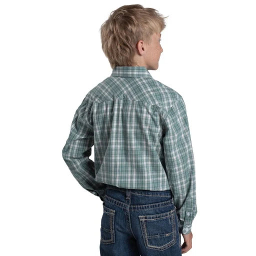 Just Country Boys Brayden Shirt - Deep Sea Green & White Plaid