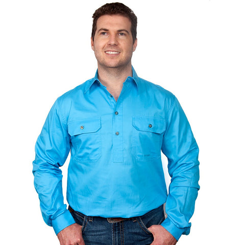 Just Country Cameron 1/2 Button Workshirt - Sky