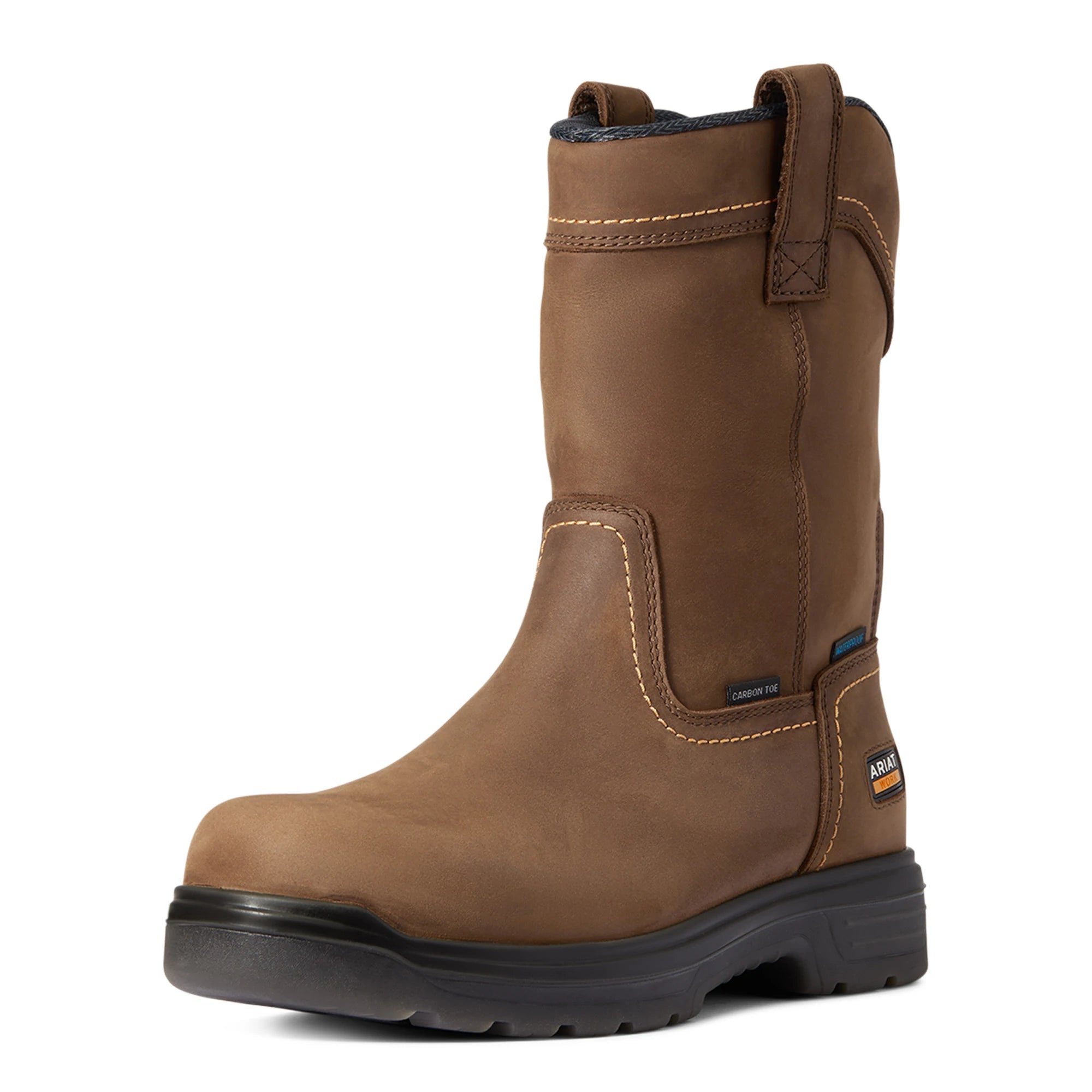 Ariat Mens Turbo JCA Waterproof Pull-On Carbon Toe Boots Barley Brown