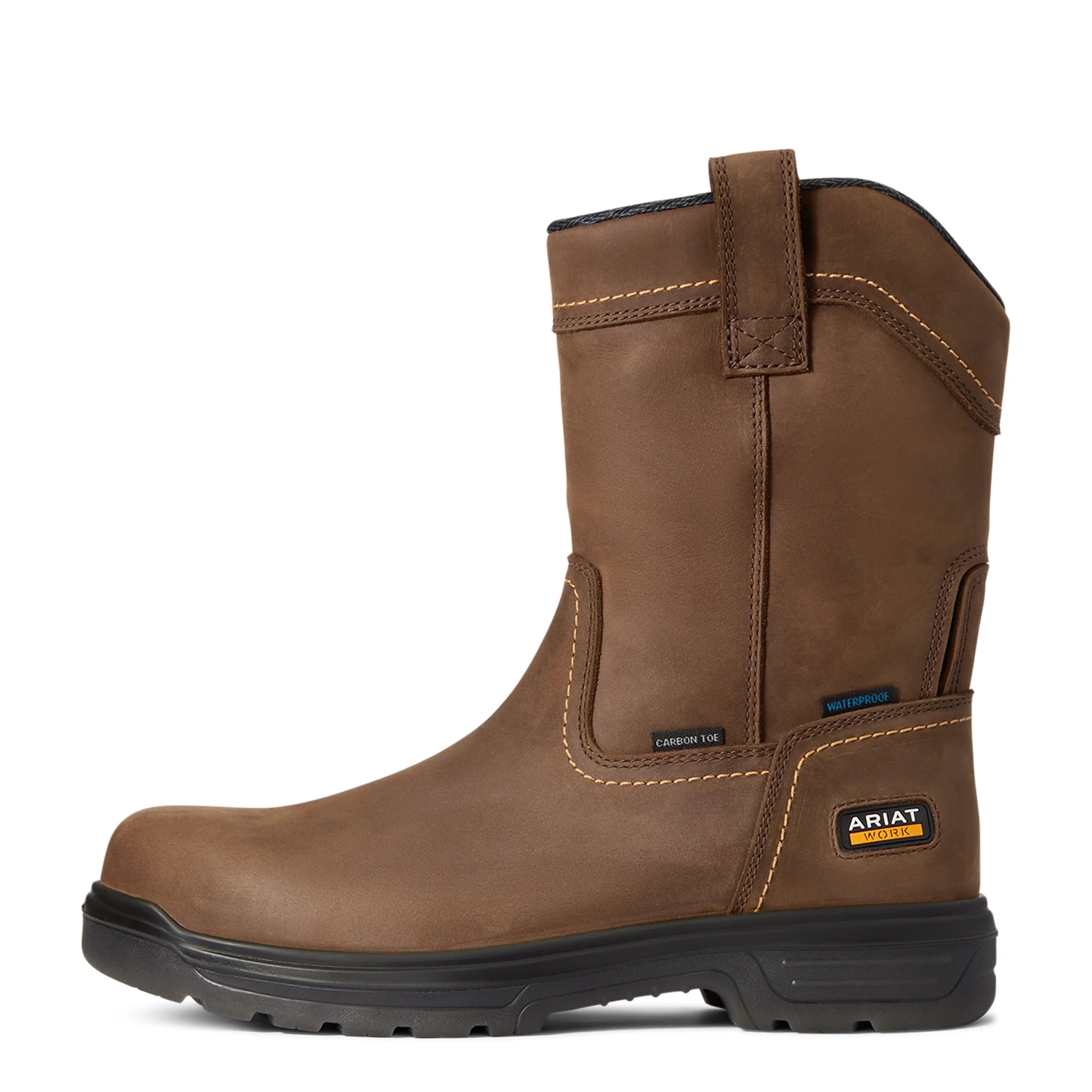 Ariat Mens Turbo JCA Waterproof Pull-On Carbon Toe Boots Barley Brown