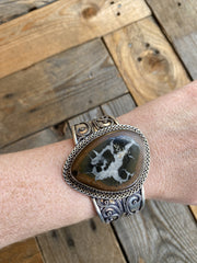Crazy Horse Agate and Silver Cuff Bracelet