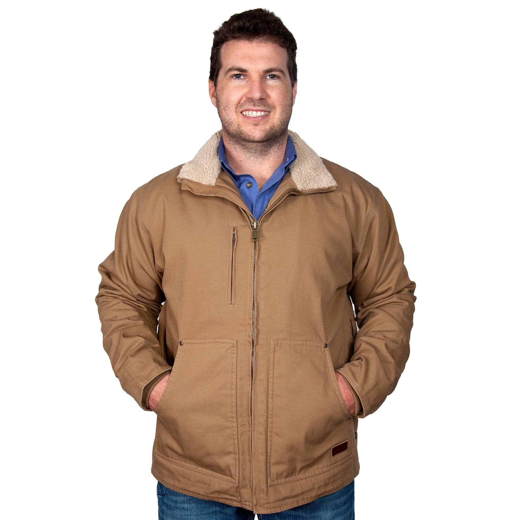 Mens Just Country Khaki Diamantina Sherpa Jacket