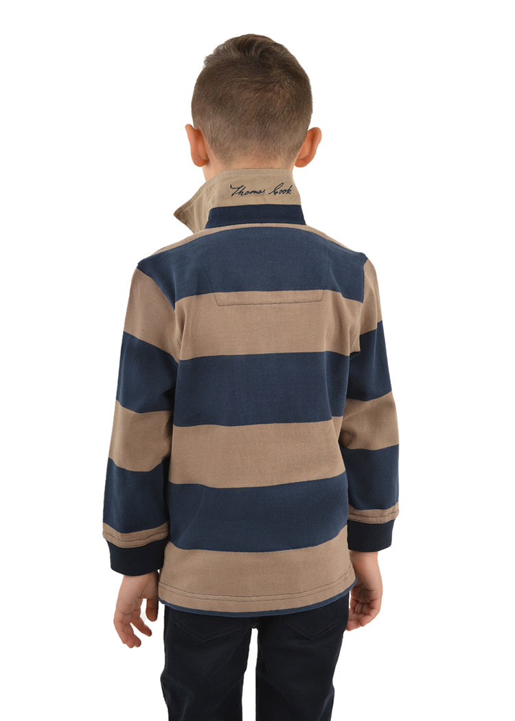 Thomas Cook Boys Steve Stripe Rugby - Navy/Tan