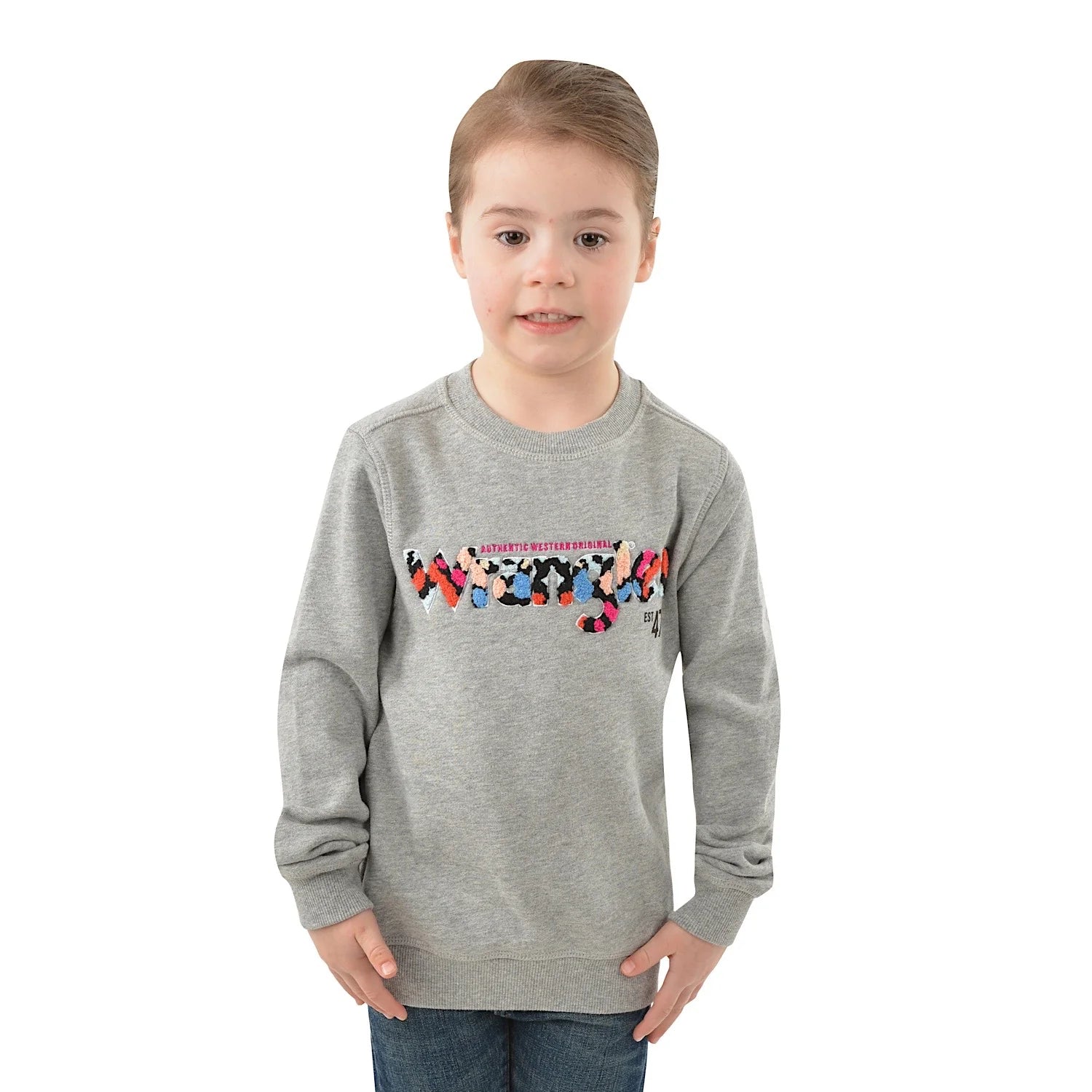Wrangler Girls Holly Crew Neck Pull Over - Grey Marle