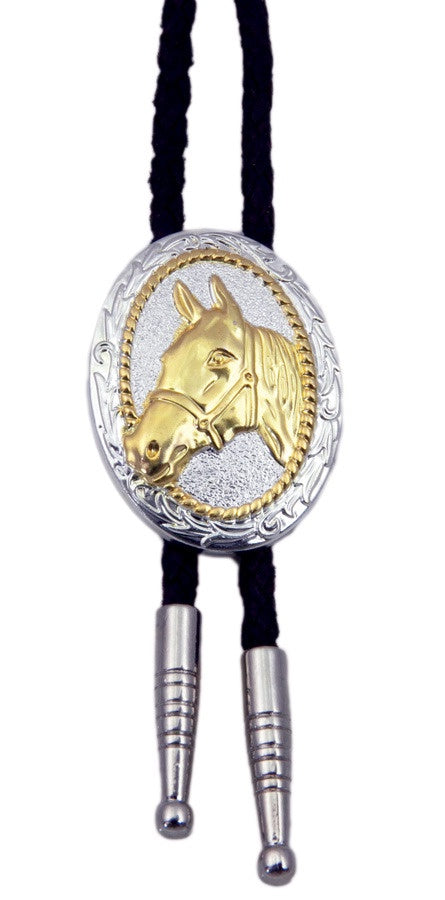 Bolo Tie Horse Head inside oval